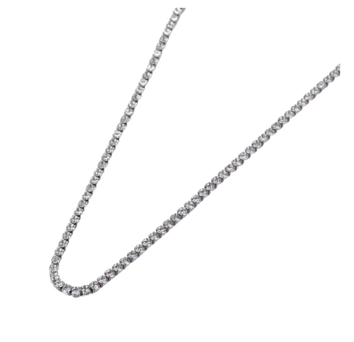 Vanessa Silver Crystal Tennis Necklace