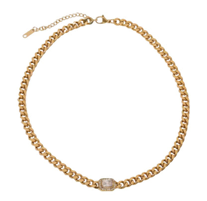 Baddie Chunky Crystal Cuban Necklace