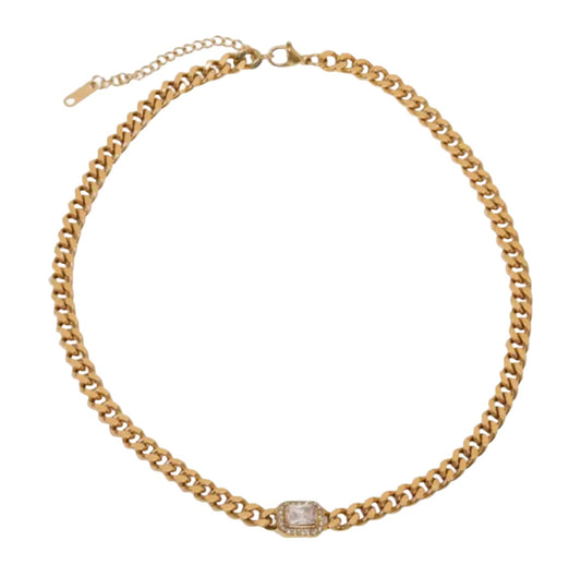 Baddie Chunky Crystal Cuban Necklace