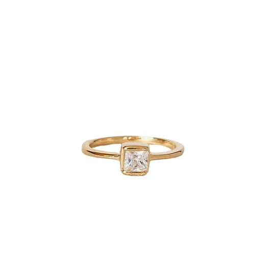 I'm Ready To Love You Forever CZ Square Ring 18K