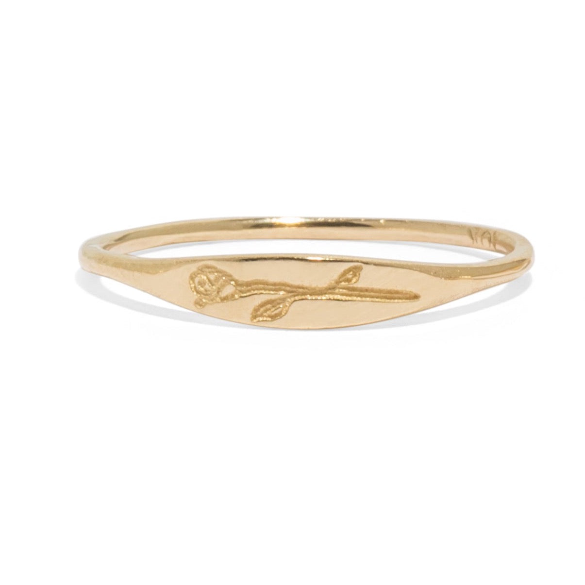 Dainty Signet Engraved Rose Ring