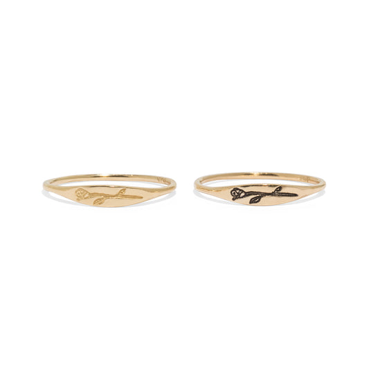 Dainty Signet Engraved Rose Ring