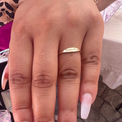 Dainty Signet Engraved Rose Ring